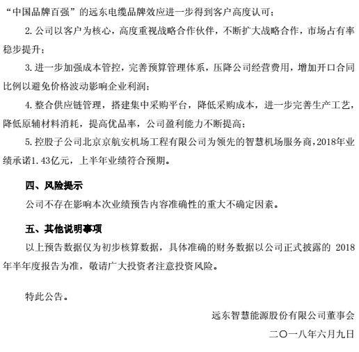 600869:智慧能源2018年中期业绩预增公告